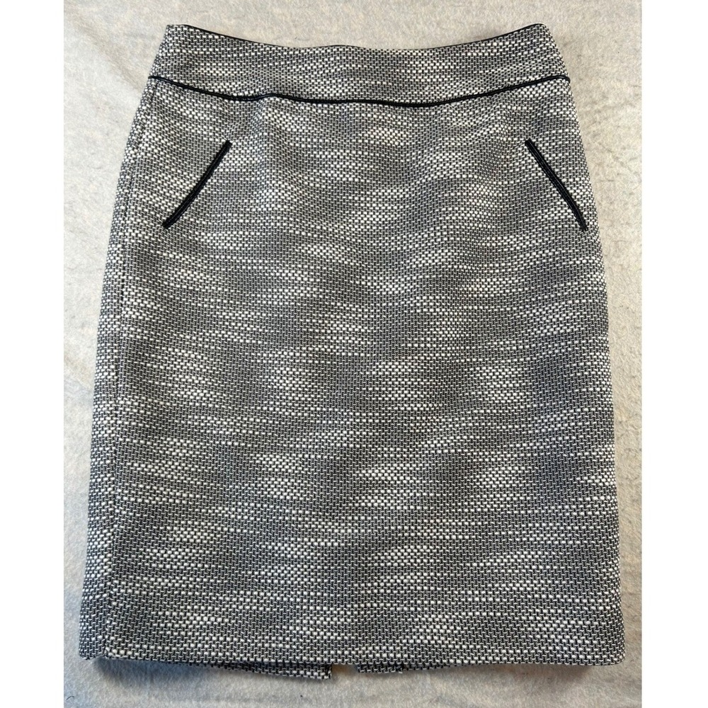 Cynthia Rowley Tweed Lined Pencil Skirt Knee Length Size 10 Gray Black White